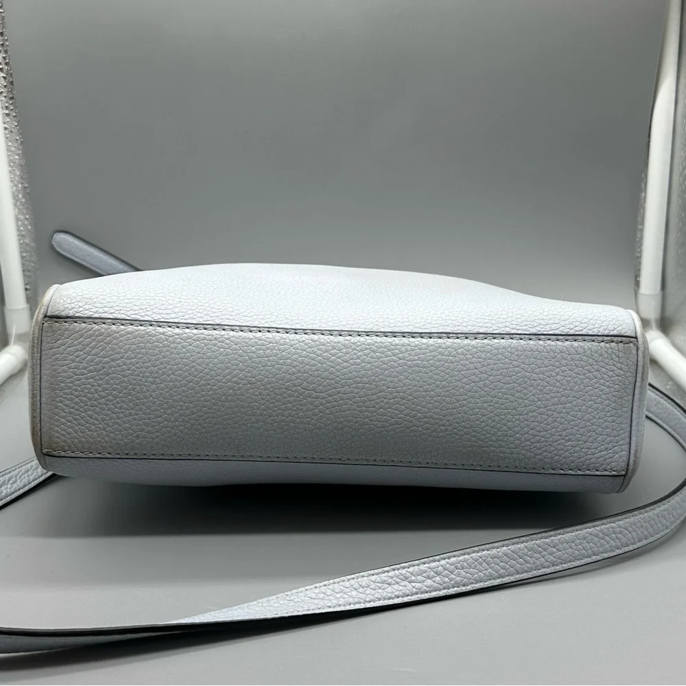 Tory Burch Light Blue Pebbled Leather Minimalist Crossbody Adjustable Bag Purse - Picture 15 of 15